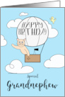 Grandnephew Birthday Across the Miles Cute Cat in Hot Air Balloon card