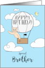 Brother Birthday Across the Miles Cute Cat in Hot Air Balloon card