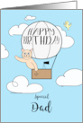 Dad Birthday Across the Miles Cute Cat in Hot Air Balloon card