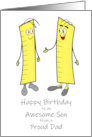 Teen Son Birthday from Dad Funny Cartoon of Two Rulers Talking card