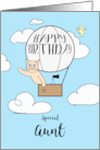 Aunt Birthday Across the Miles Cute Cat in Hot Air Balloon card