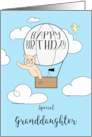 Granddaughter Birthday Across the Miles Cute Cat in Hot Air Balloon card