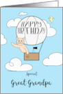 Great Grandpa Birthday Across the Miles Cute Cat in Hot Air Balloon card