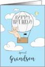 Grandson Birthday Across the Miles Cute Cat in Hot Air Balloon card