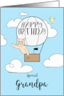 Grandpa Birthday Across the Miles Cute Cat in Hot Air Balloon card