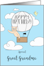 Great Grandma Birthday Across the Miles Cute Cat in Hot Air Balloon card