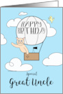 Great Uncle Birthday Across the Miles Cute Cat in Hot Air Balloon card