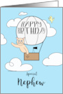 Nephew Birthday Across the Miles Cute Cat in Hot Air Balloon card