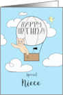 Niece Birthday Across the Miles Cute Cat in Hot Air Balloon card