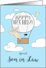 Son in Law Birthday Across the Miles Cute Cat in Hot Air Balloon card