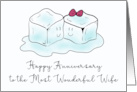 Wife Anniversary Humorous Cartoon Ice Cubes Happily Stuck Together card