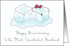 Husband Anniversary Humorous Cartoon Ice Cubes Happily Stuck Together card