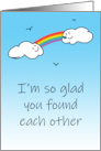 Gay or Lesbian Anniversary for Couple Happy Clouds and Rainbow card