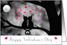Valentine for Couple Cats Kissing in Moonlight with Floating Hearts card