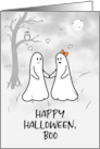 Romantic Halloween with Cute Ghost Couple Holding Hands card