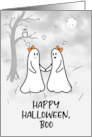 Lesbian Romantic Halloween with Cute Ghost Couple Holding Hands card