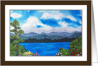 Quilted Landscape of Lake and Mountains card