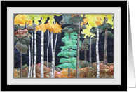 Quilted Landscape of Nighttime Forest, Blank Inside card