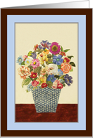 Quilted Flowers in a Basket, Blank Inside card
