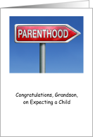 Congratulations Grandson on Expecting a Child, Parrenthood Sign card