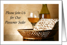 Passover Seder Invitation, Matzo Bread, Wine, Glass card