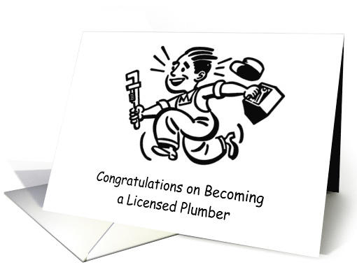 Congratulations on Becoming a Licensed Plumber, Retro Cartoon card