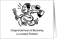 Congratulations on Becoming a Licensed Plumber, Retro Cartoon card