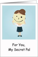 Secret Pal Friendship, Female Hiding Behind Happy Face card