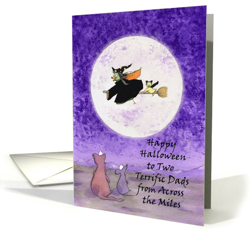 Happy Halloween Gay Dads Across Miles Funny Cat Mouse and Birds card