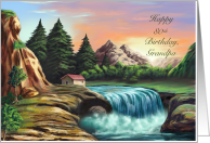 Happy 80th Birthday, Grandpa, Tranquil Waterfall card