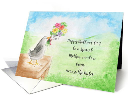Happy Mother's Day, Mother in Law, Across Miles, Bird, Hills, Sky card