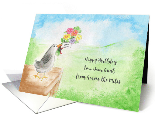 Happy Birthday Dear Aunt, Across Miles, Bird, Hills, Sky card