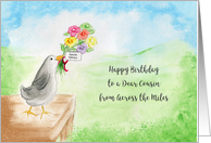 Happy Birthday Dear Cousin, Across Miles, Bird, Hills, Sky card