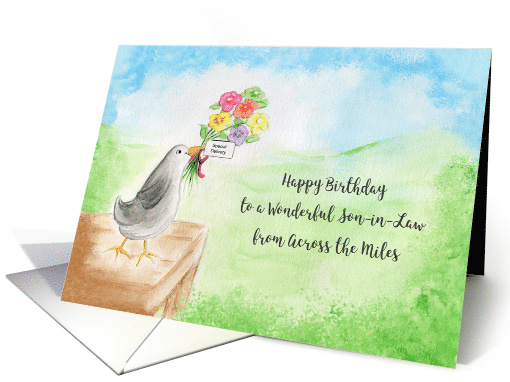 Happy Birthday Dear Son-in-Law, Across Miles, Bird, Hills, Sky card
