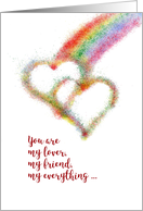 Lesbian Wife Heartfelt Anniversary Colorful Rainbow and Hearts card