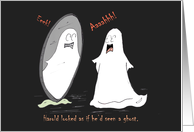 Ghost and Reflection Scare Each Other Silly, Funny Halloween Card