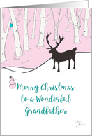 Merry Christmas Wonderful Grandfather Whimsical Reindeer Pink Forest card