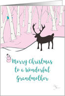 Merry Christmas Wonderful Grandmother Whimsical Reindeer Pink Forest card