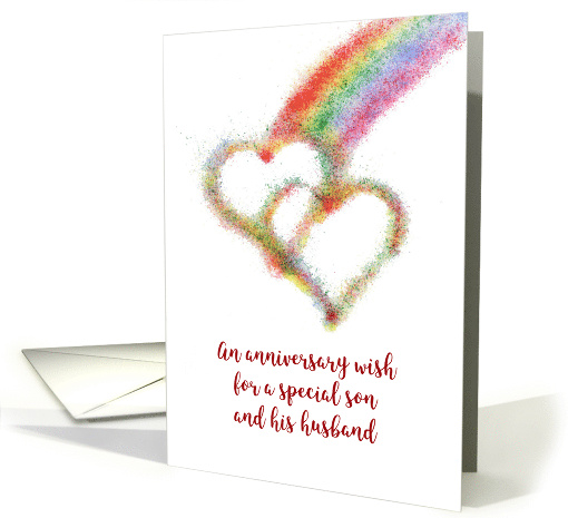 Gay Son and Husband Anniversary Wish Colorful Rainbow and Hearts card