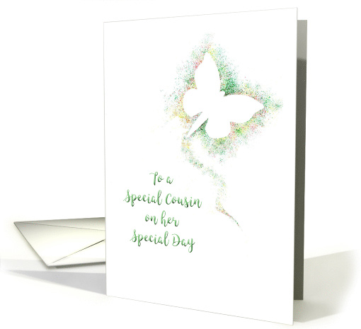 Special Cousin Birthday Colorful Airbrush Abstract Butterfly card