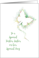 Foster Sister, Birthday, Colorful Airbrush Abstract Butterfly card