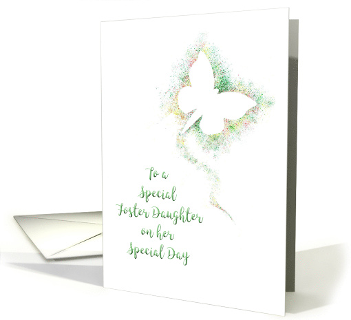 Foster Daughter, Birthday, Colorful Airbrush Abstract Butterfly card