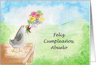 Feliz Cumpleanos Abuelo, Pajaro con Flores card