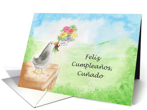 Feliz Cumpleanos Cunado, Pajaro con Flores card (1521536)