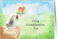 Feliz Cumpleanos Tio, Pajaro con Flores card