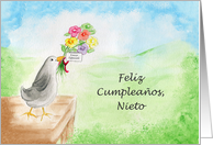 Feliz Cumpleanos Nieto, Pajaro con Flores card