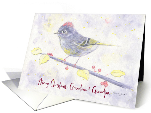 Merry Christmas Grandparents Whimsical Purple Watercolor... (1551280)