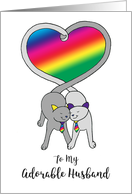 Gay Happy Valentine’s Day Husband Cute Cartoon Cat Couple Heart card