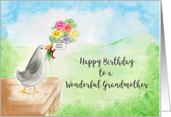 Happy Birthday, Wonderful Grandmother, Bird with Flowers card