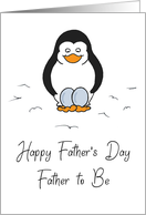 Father’s Day Father to Be of Twins Cute Humorous Penguin with Two Eggs card